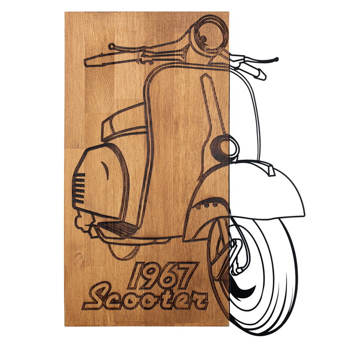 Wallity Nostalgic Scooter Escultura de pared Negro y Nogal
